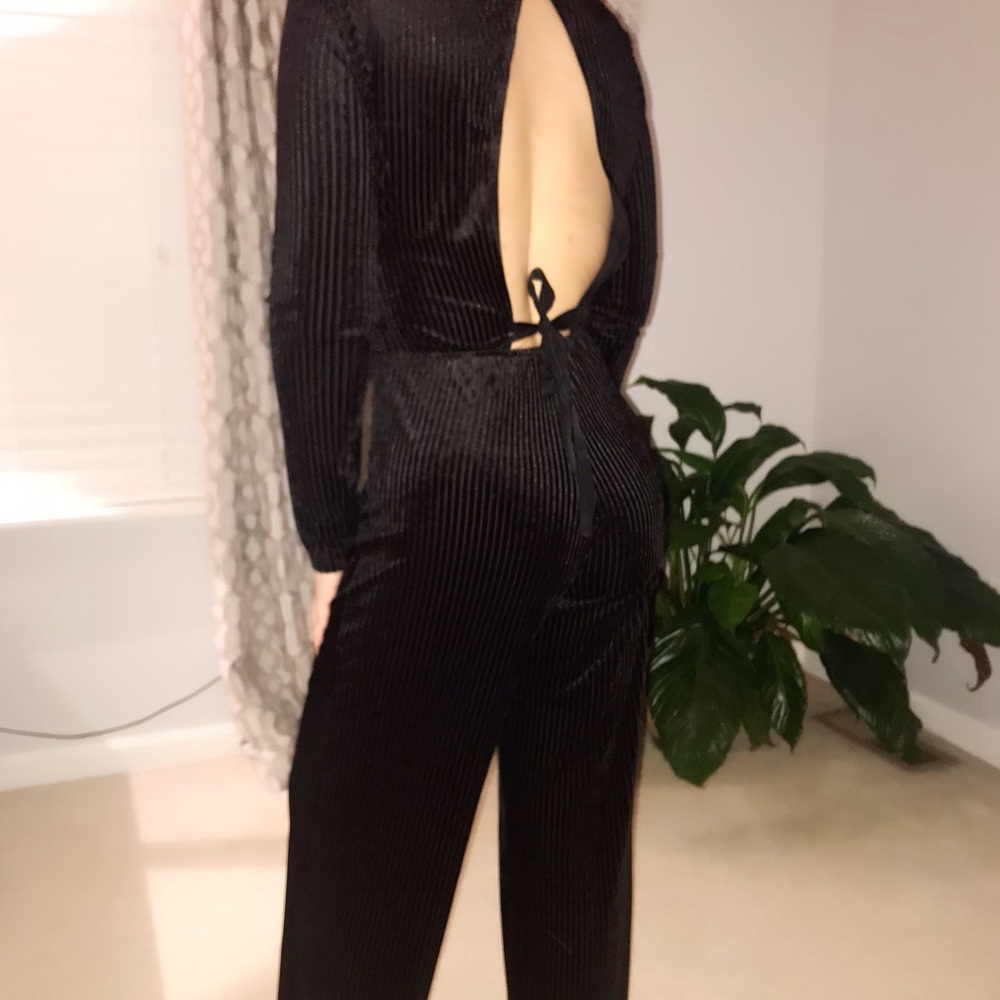 MONTEAU Black Velvet Jumpsuit